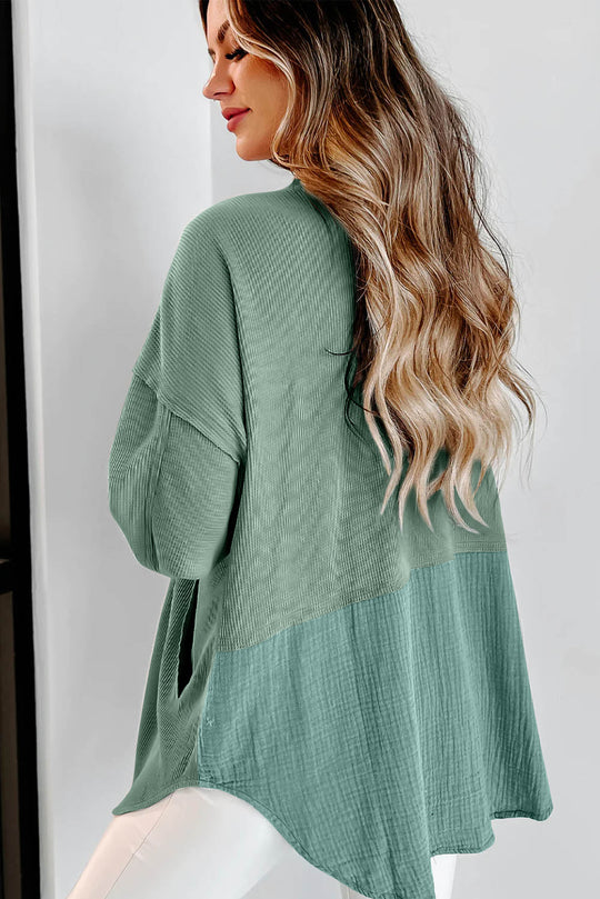Shopnory | Langes Hemd Aus Cord Baumwolle und Polyester Lässiger Stil