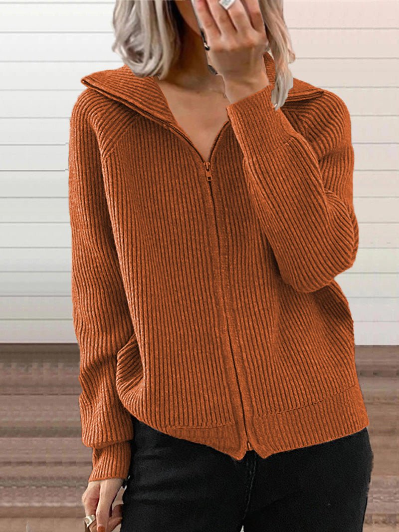 Shopnory | Dicke Baumwoll-Strickjacke mit Reißverschluss