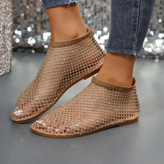 Flatsandalen mit Strass-Design
