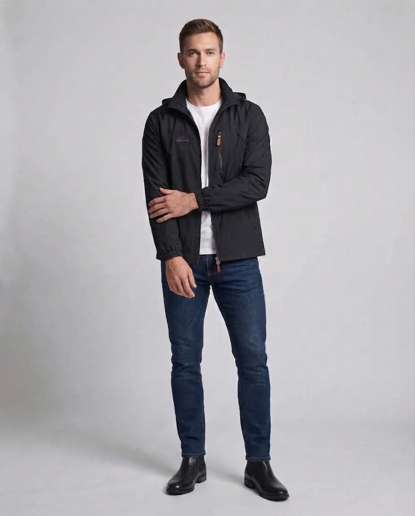 Leichte winddichte Freizeit-Zip-Jacke für Männer mit Brust-Reißverschlusstasche Shop nory