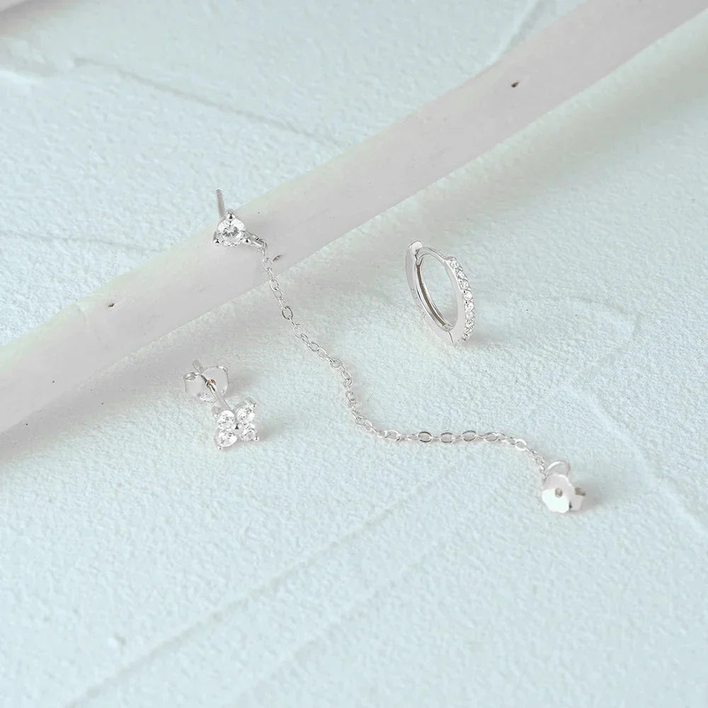 3er Set Zierliche Florale Quaste Ketten Ohrringe