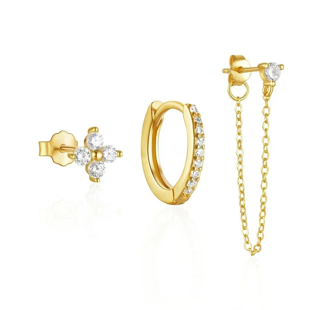 3er Set Zierliche Florale Quaste Ketten Ohrringe