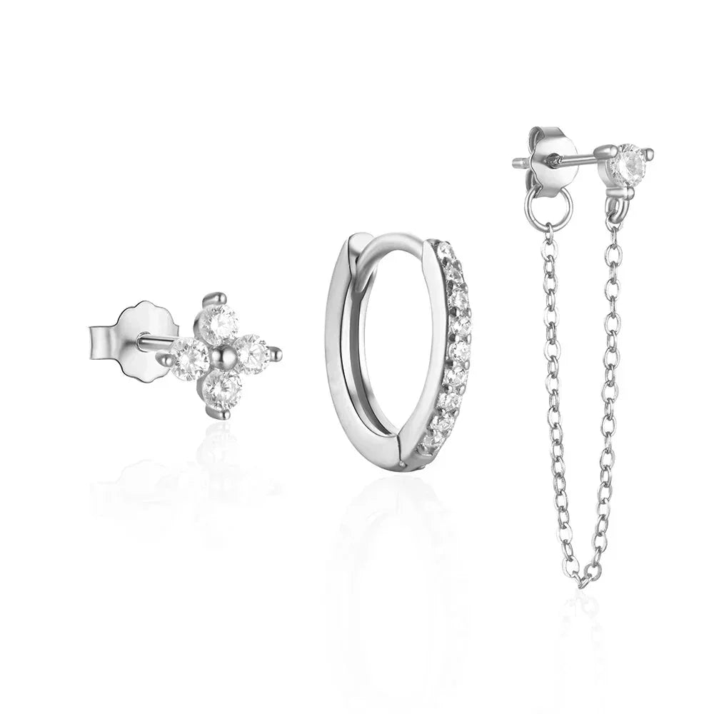 3er Set Zierliche Florale Quaste Ketten Ohrringe