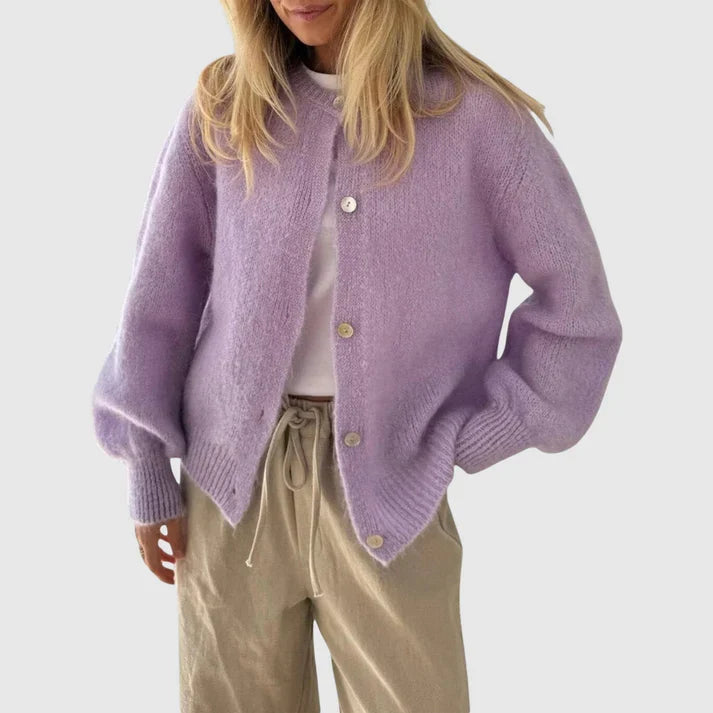 Damen Cardigan mit Rundhalsausschnitt und Knopfverschluss