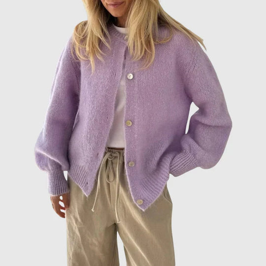 Damen Cardigan mit Rundhalsausschnitt und Knopfverschluss