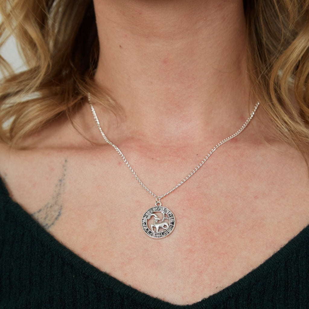 Silber Zodiac Coin Charm Halskette | Shop Nory