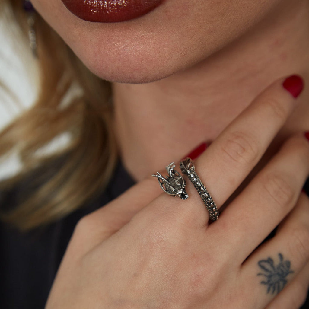 Sterling Silver Scaled Dragon Ring | Shop Nory