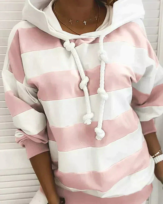 Hoodie - Damen Herbst Gestreifter Hoodie