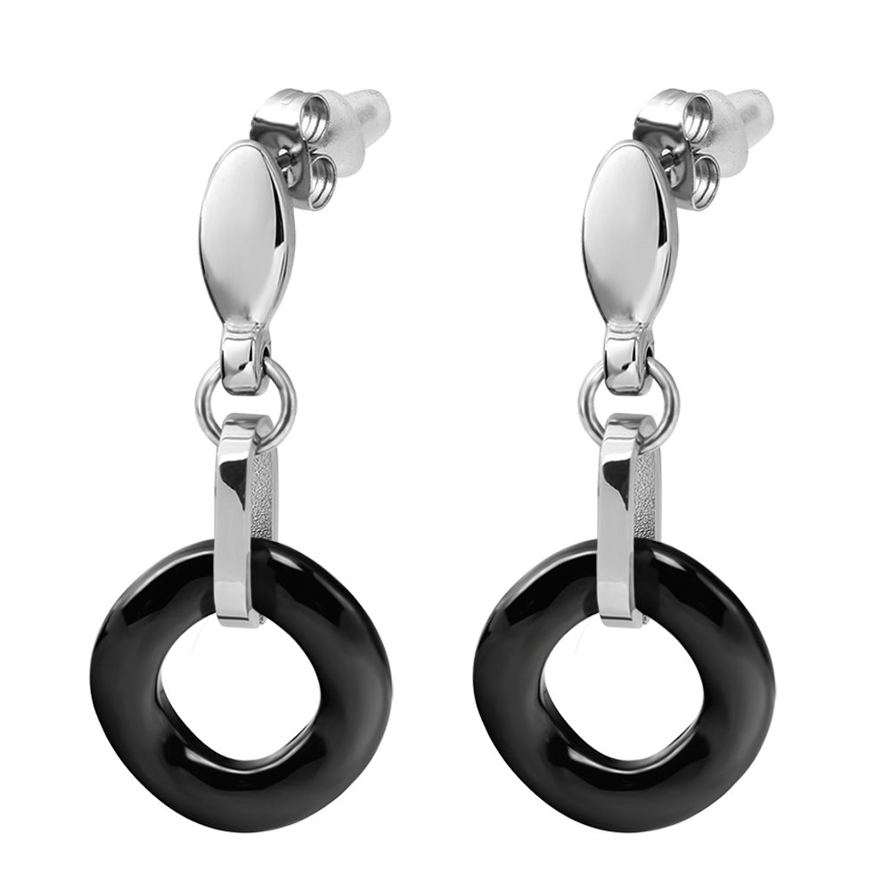 Damen Ohrhänger mit modernem, geschwungenem Design und funkelndem Zirkonia Shop Nory