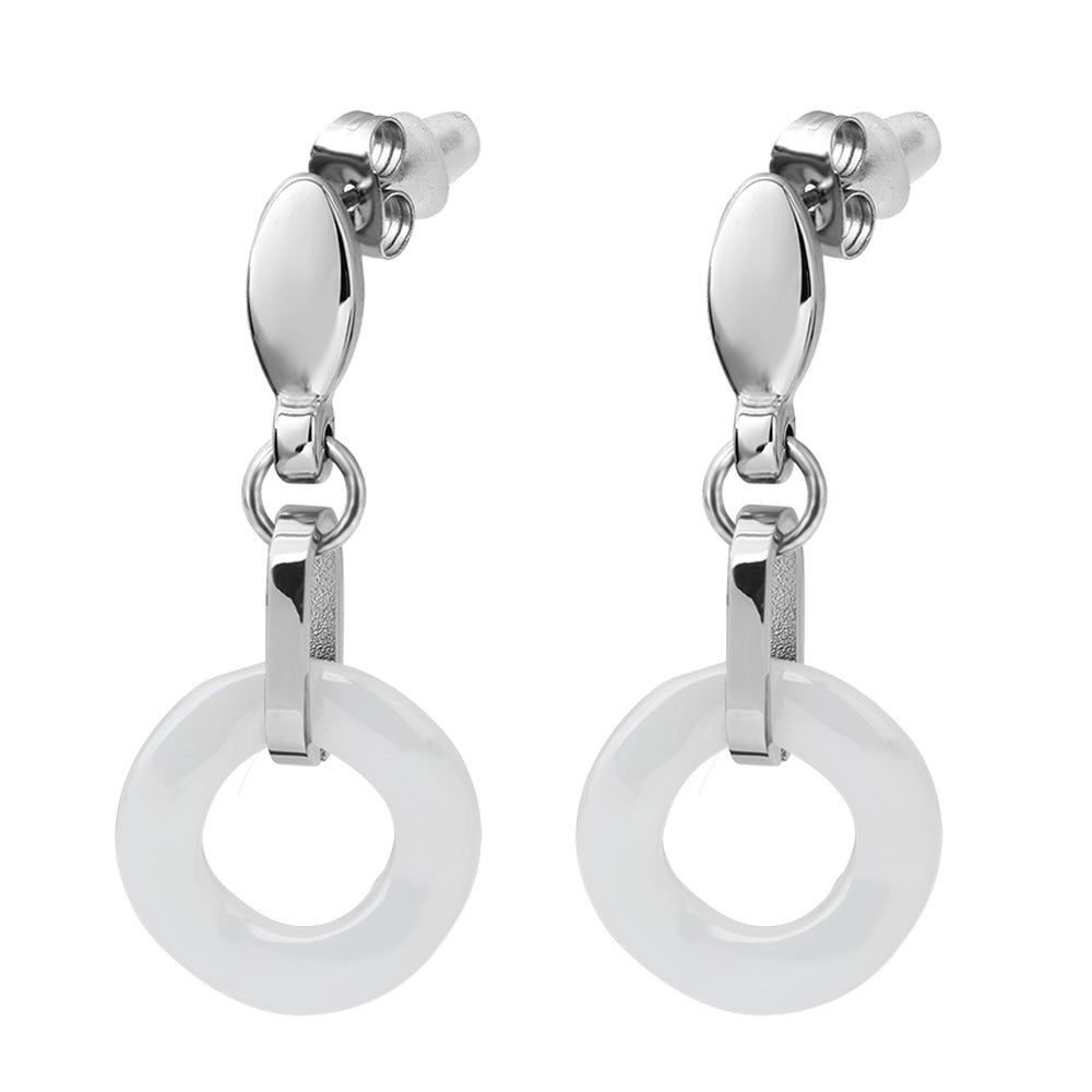 Damen Ohrhänger mit modernem, geschwungenem Design und funkelndem Zirkonia Shop Nory