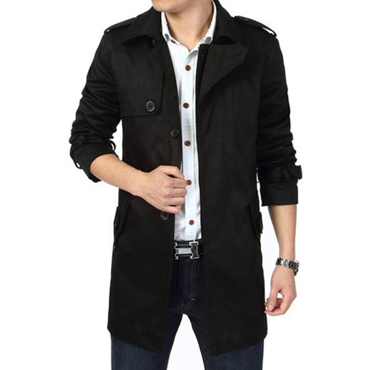 Herren Trenchcoat im klassischen Schnitt mit Schulterklappen Taillenriegel und verstellbaren Manschetten Shop Nory