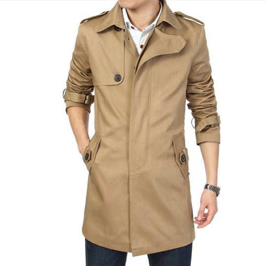 Herren Trenchcoat im klassischen Schnitt mit Schulterklappen Taillenriegel und verstellbaren Manschetten Shop Nory
