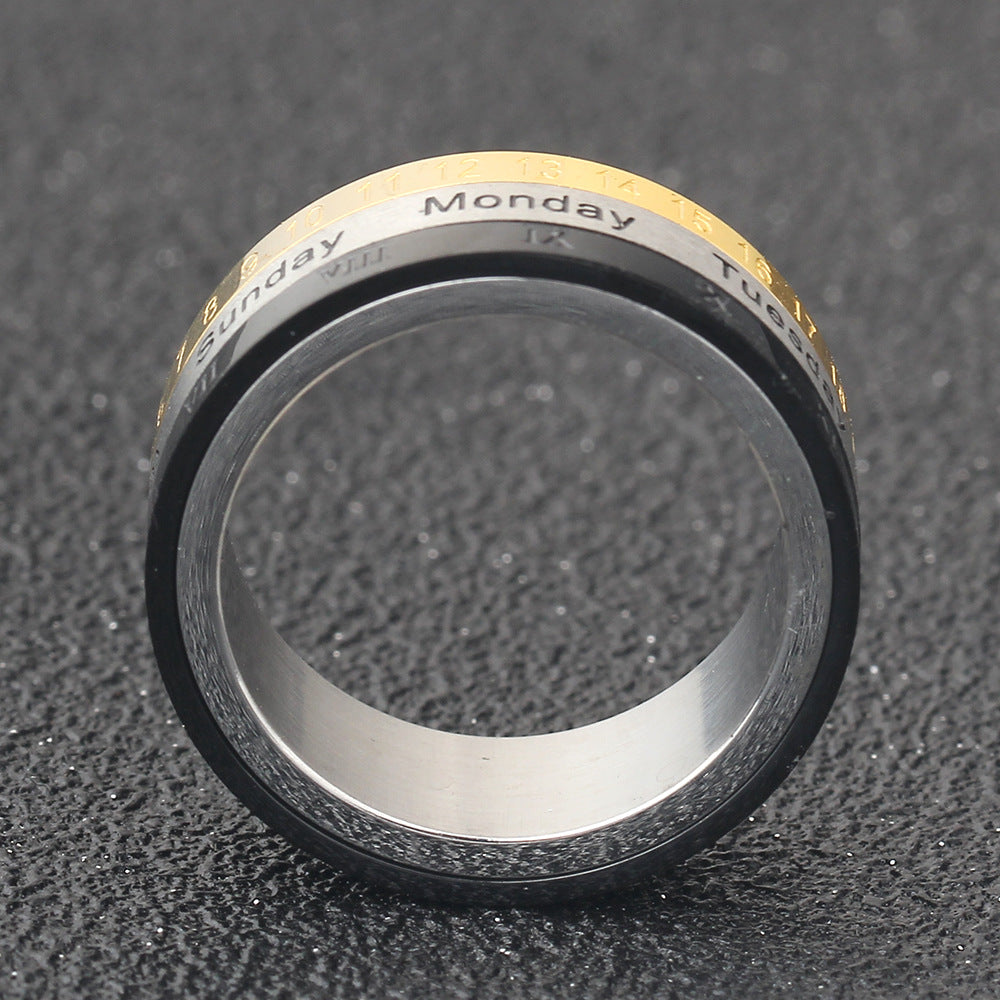 Damen Ring mit mehrfarbiger Wochenanzeige und gravierten Zahlen Shop Nory