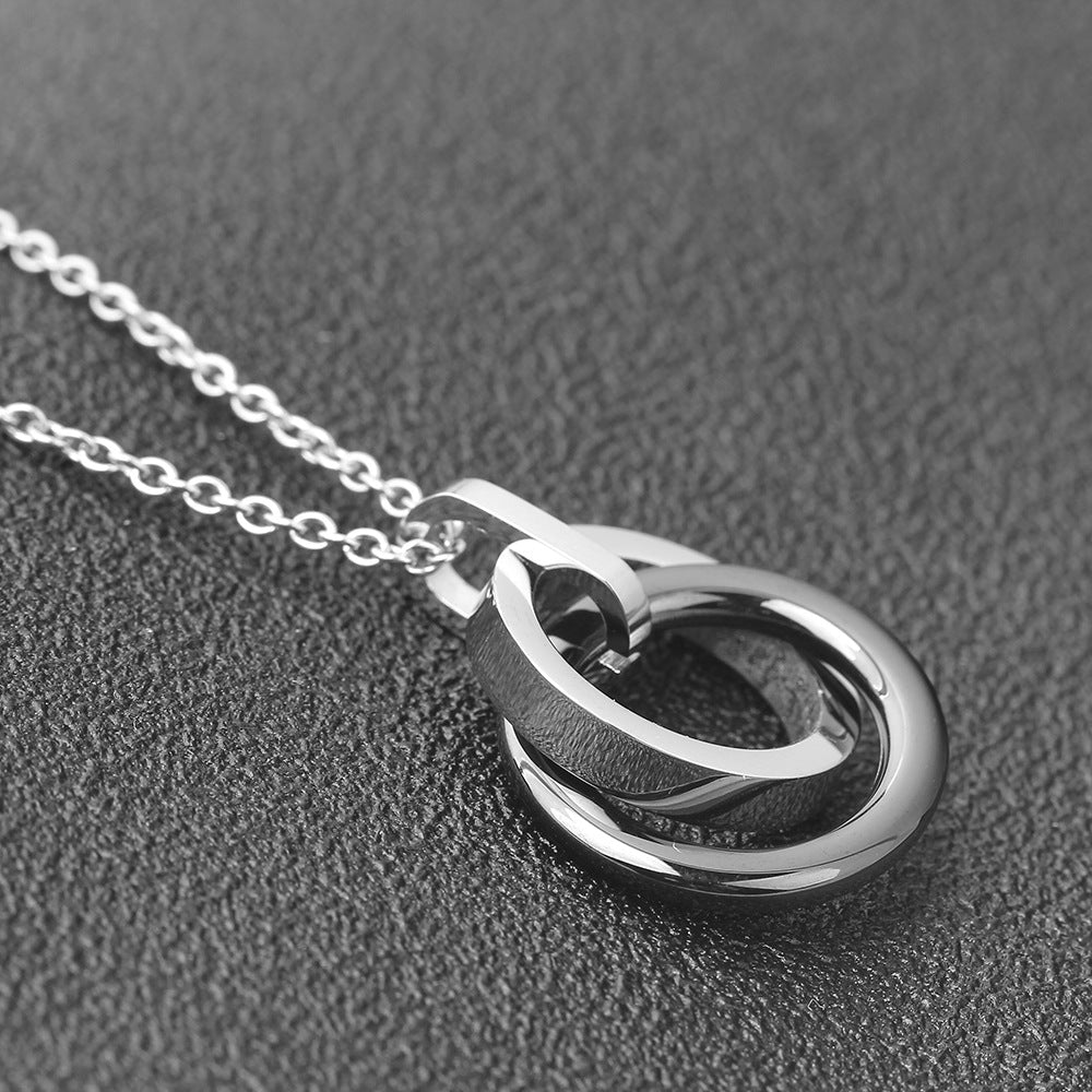 Damen Halskette mit kreativem Doppelring-Anhänger Shop Nory