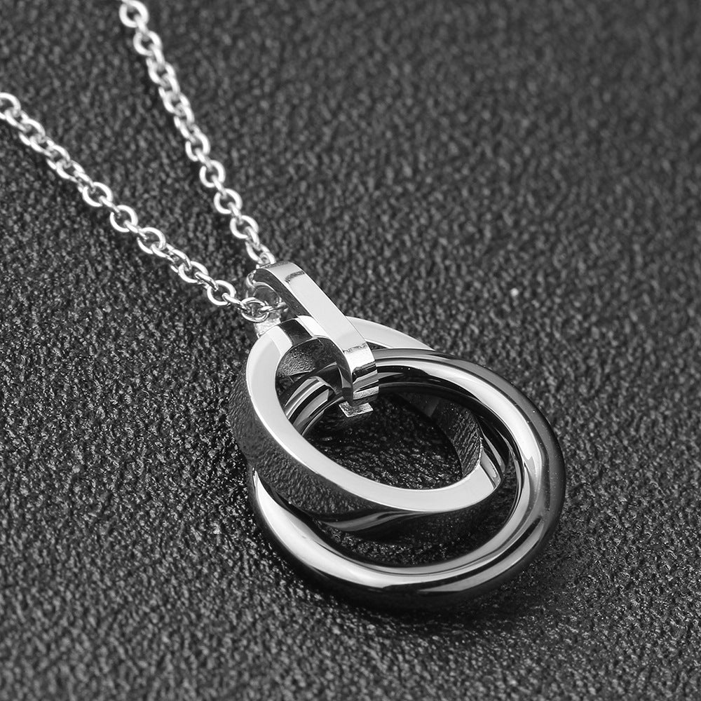 Damen Halskette mit kreativem Doppelring-Anhänger Shop Nory