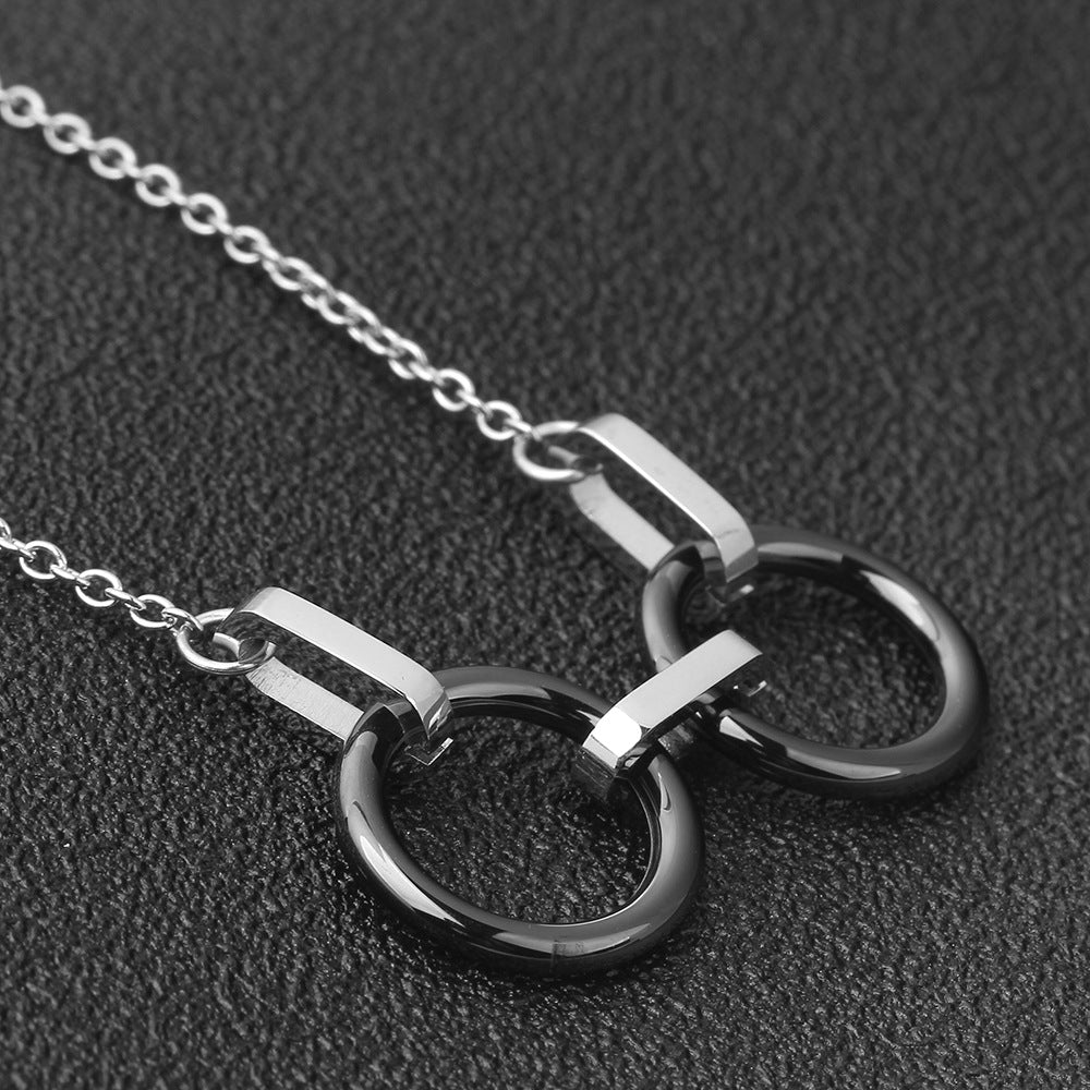 Damen Halskette mit doppeltem Ring-Design und filigranem Edelstahlverschluss Shop Nory