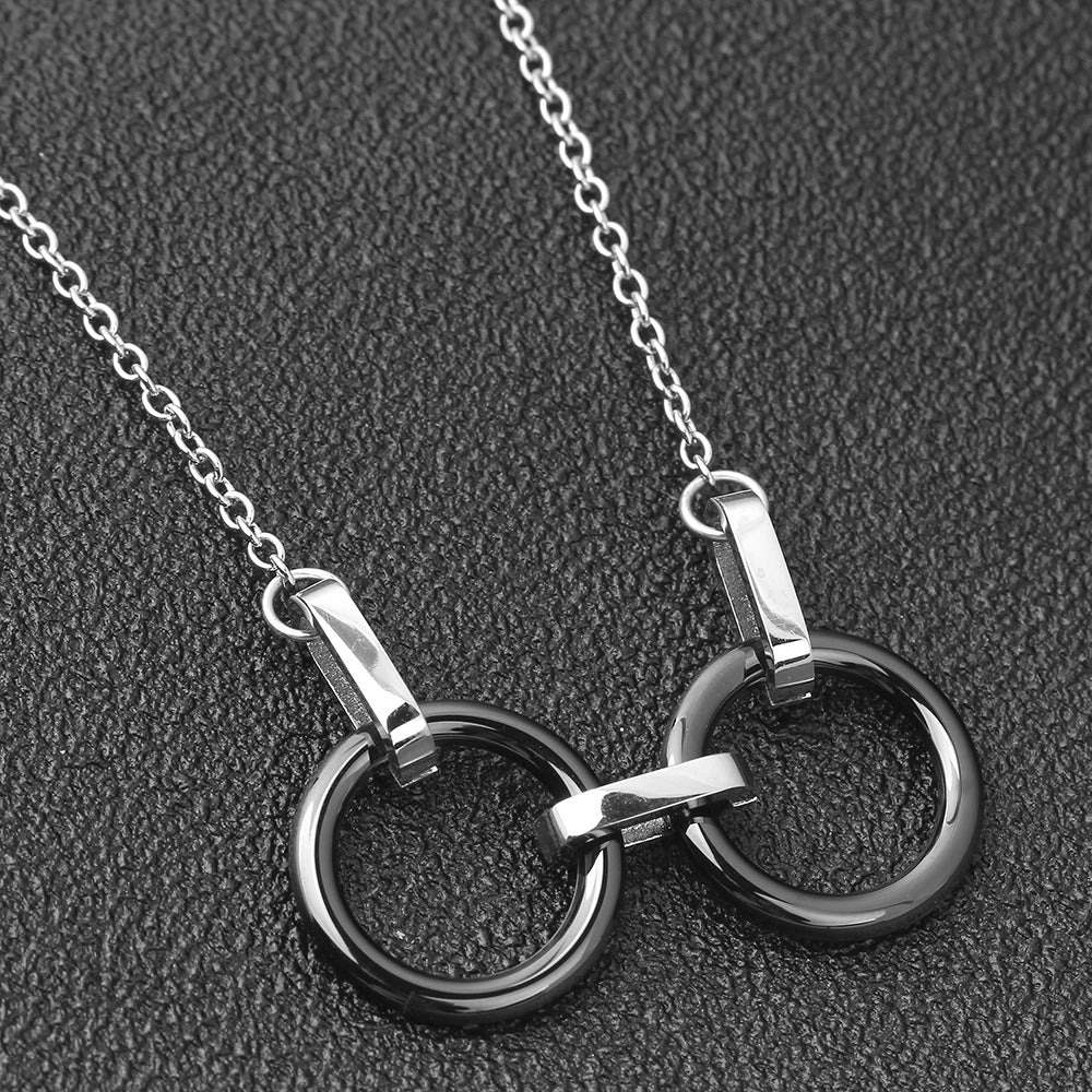 Damen Halskette mit doppeltem Ring-Design und filigranem Edelstahlverschluss Shop Nory