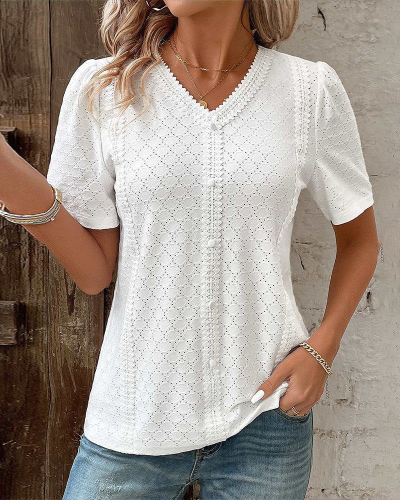 Weiße kurzärmelige Bluse
