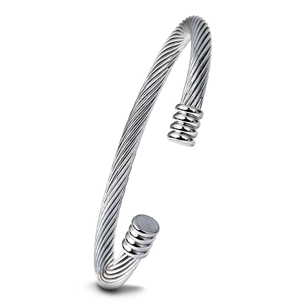 Damen Offenes Edelstahlarmband mit modernes geflochtenes Design Shop Nory