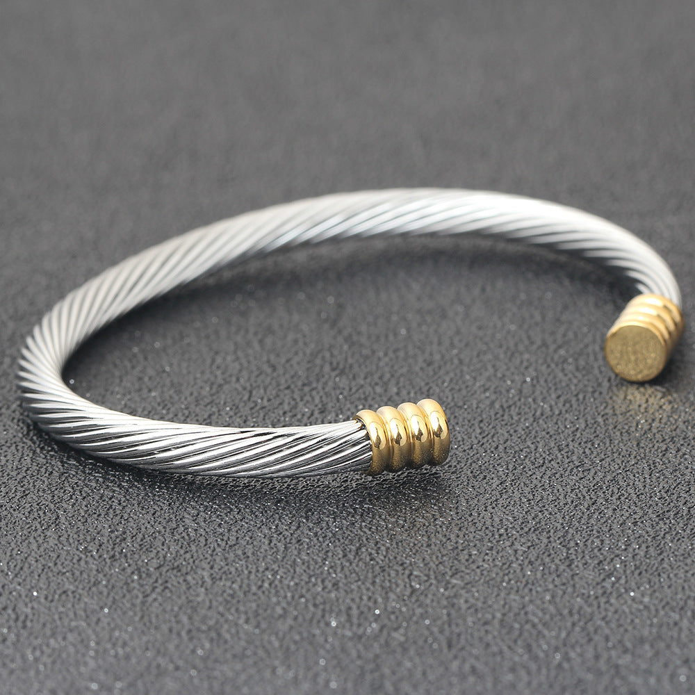 Damen Offenes Edelstahlarmband mit modernes geflochtenes Design Shop Nory