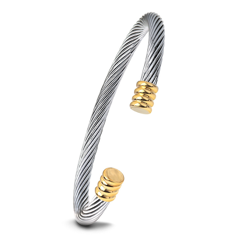 Damen Offenes Edelstahlarmband mit modernes geflochtenes Design Shop Nory