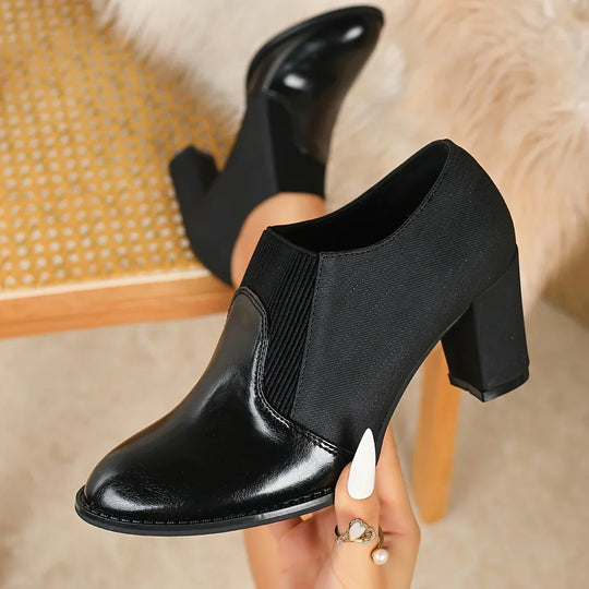 Schicke Blockstiefel mit Dual-Textur-Design und klobigem Absatz Shopnory Shopnory