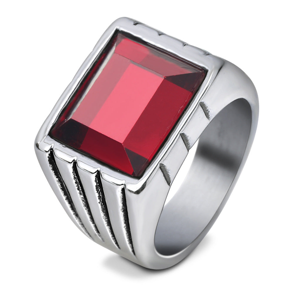 Herren Ring mit kunstvollem rotem Kristalleinsatz Shop Nory