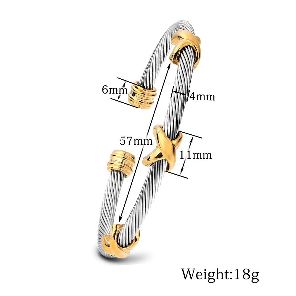 Damen Armreif aus hochwertigem Edelstahl mit elegantem Drahtdesign Shop Nory