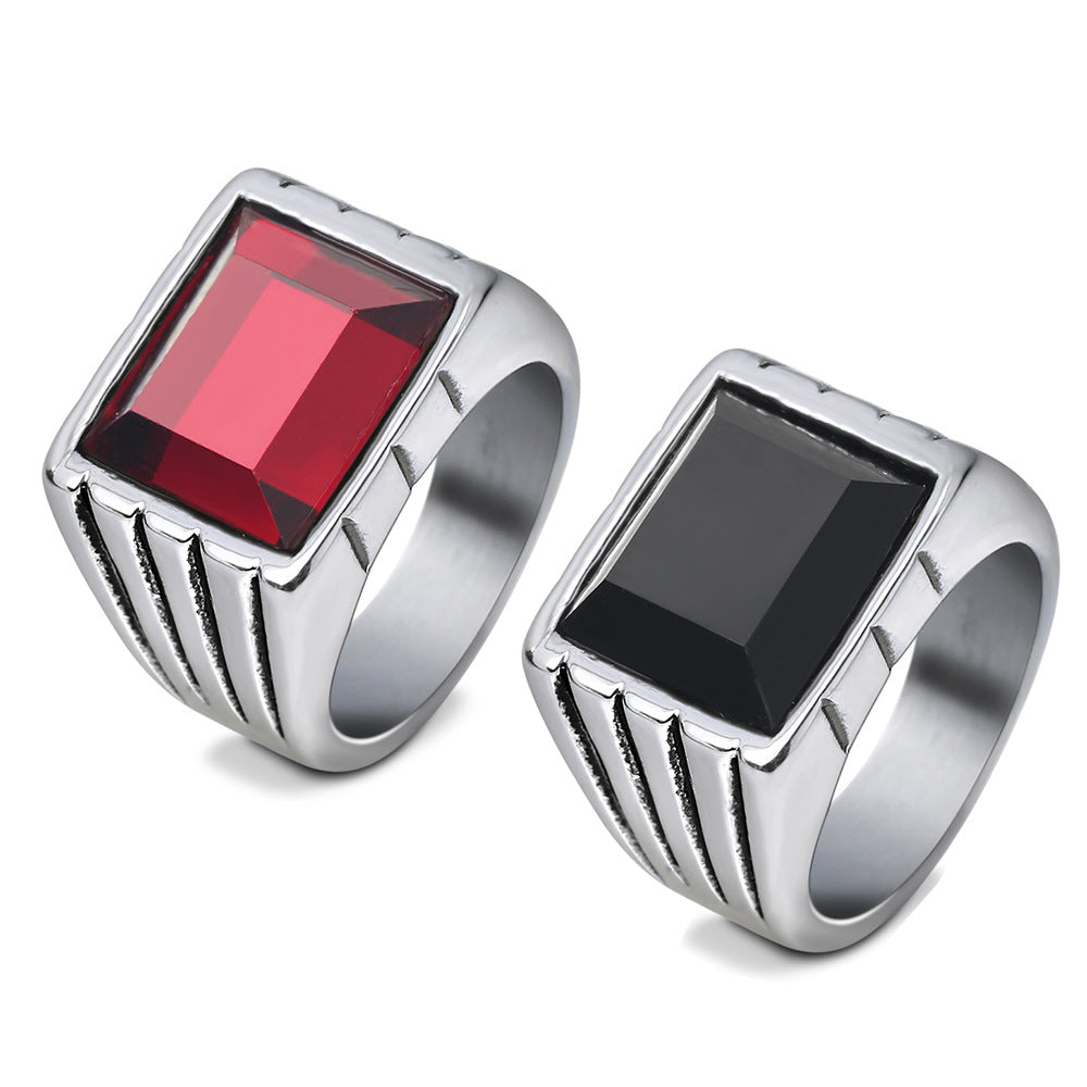 Herren Ring mit kunstvollem rotem Kristalleinsatz Shop Nory