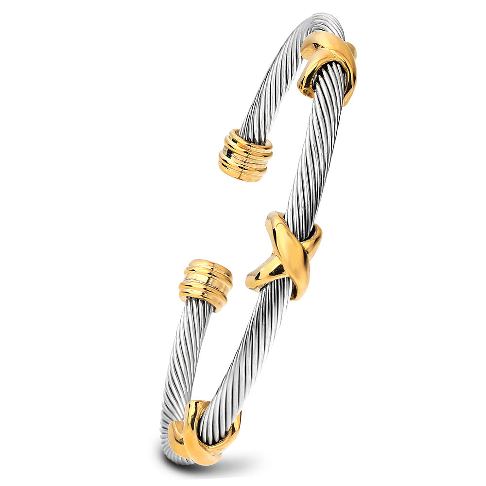 Damen Armreif aus hochwertigem Edelstahl mit elegantem Drahtdesign Shop Nory