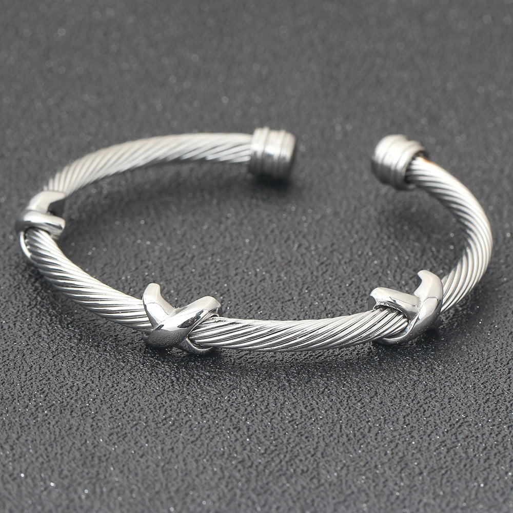 Damen Armreif aus hochwertigem Edelstahl mit elegantem Drahtdesign Shop Nory