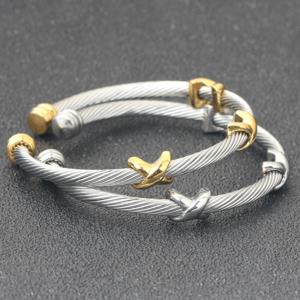 Damen Armreif aus hochwertigem Edelstahl mit elegantem Drahtdesign Shop Nory