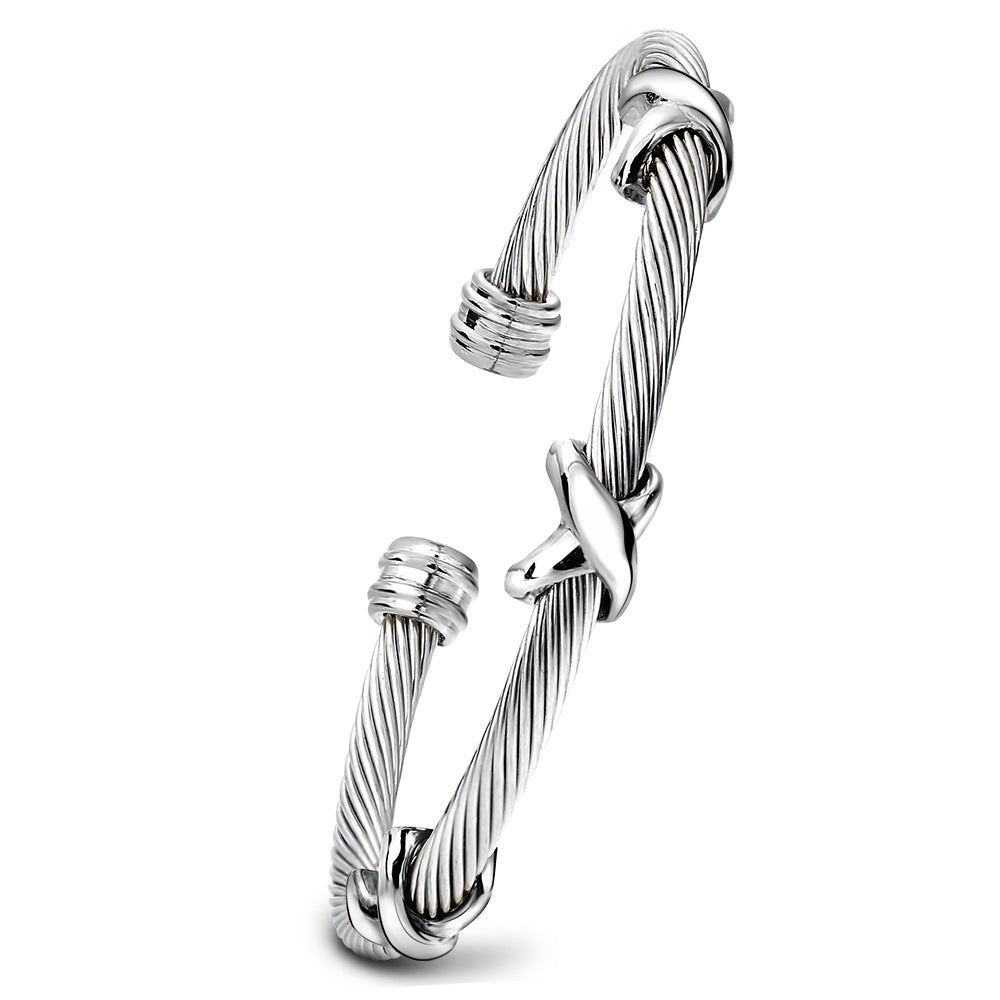 Damen Armreif aus hochwertigem Edelstahl mit elegantem Drahtdesign Shop Nory