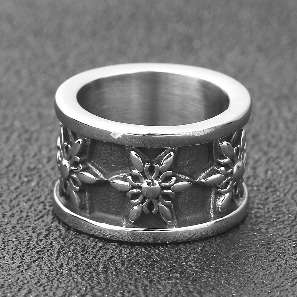 Damen Ring mit floralem, strukturiertem Design und hochglänzender Oberfläche Shop Nory