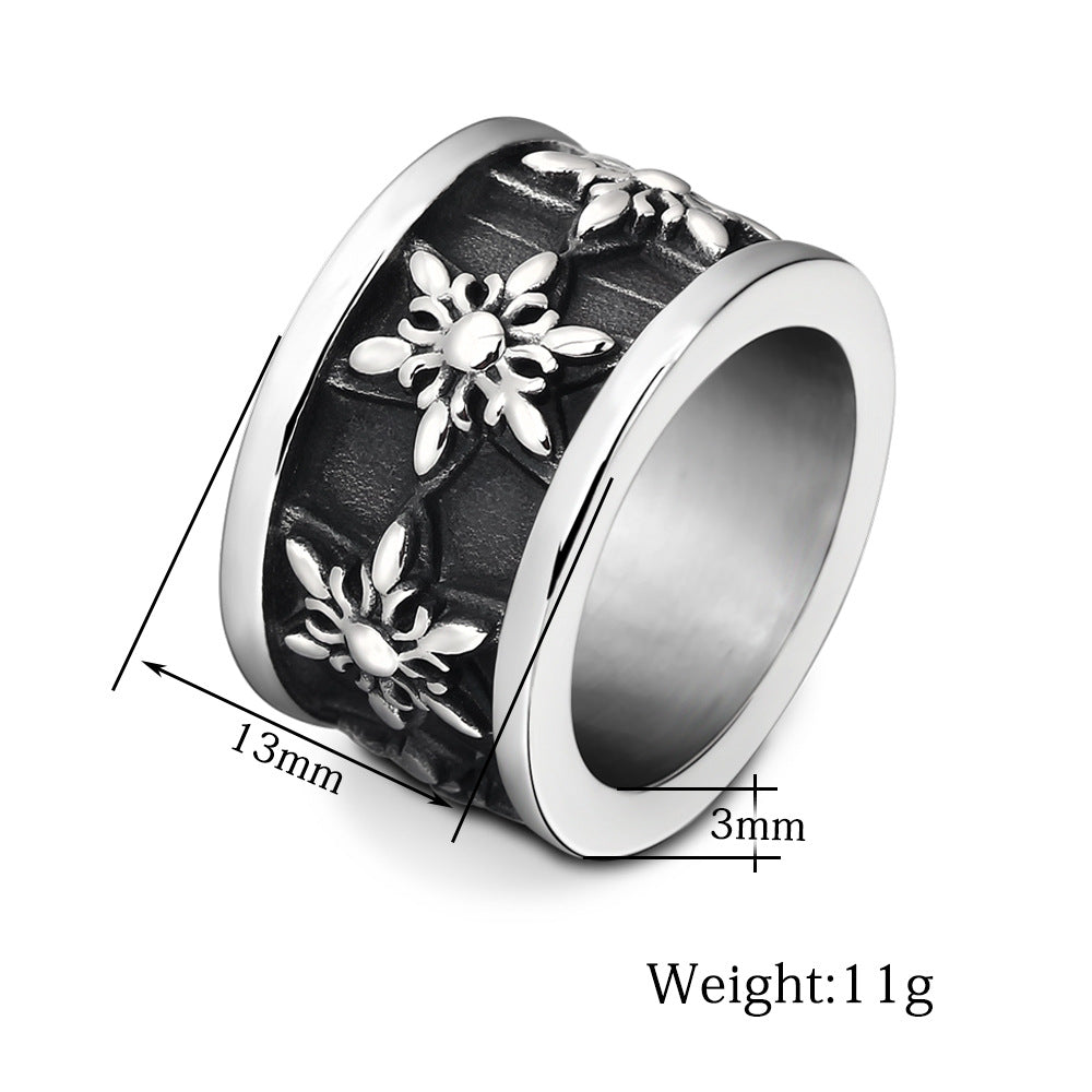 Damen Ring mit floralem, strukturiertem Design und hochglänzender Oberfläche Shop Nory