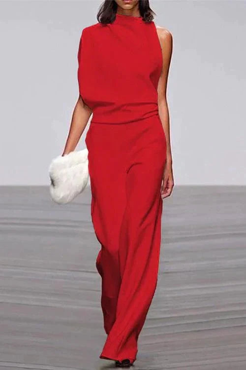 Rosiedress Cowl Neck One Shoulder Batwing Sleeve Party Suit