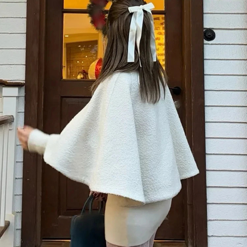 High Neck Cape Mantel Elegante a Linien Swing Jacke