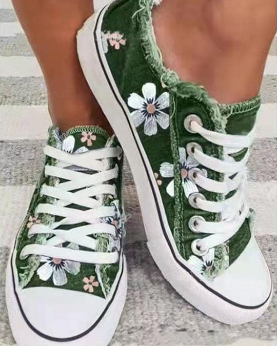 Blumige Denim Sneaker