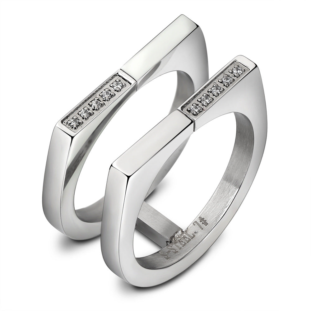 Damen Ring mit geometrischem Design und funkelnden Kristallen Shop Nory
