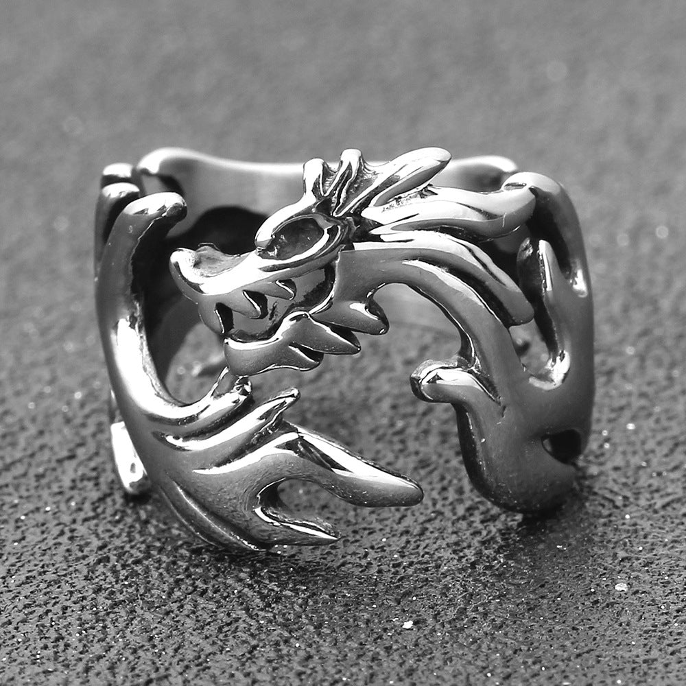 Herren Detailreicher Drachenring aus Edelstahl Shop Nory