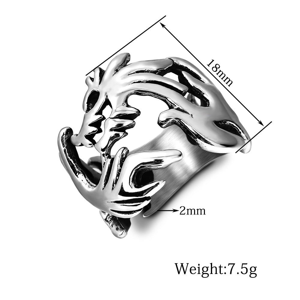 Herren Detailreicher Drachenring aus Edelstahl Shop Nory