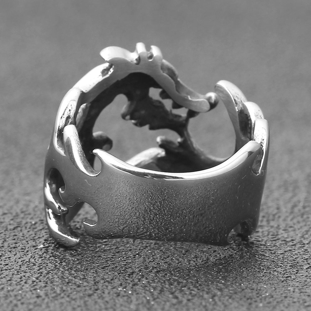 Herren Detailreicher Drachenring aus Edelstahl Shop Nory