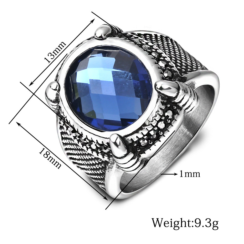 Herren Ring mit hochwertigem, facettiertem blauen Edelstein und kunstvollem Design Shop Nory
