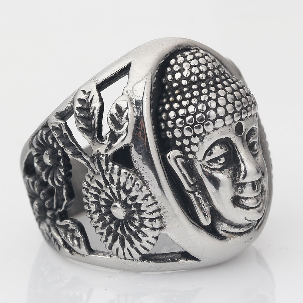 Damen Buddha-Motiv Ring mit filigraner Gestaltung Shop Nory