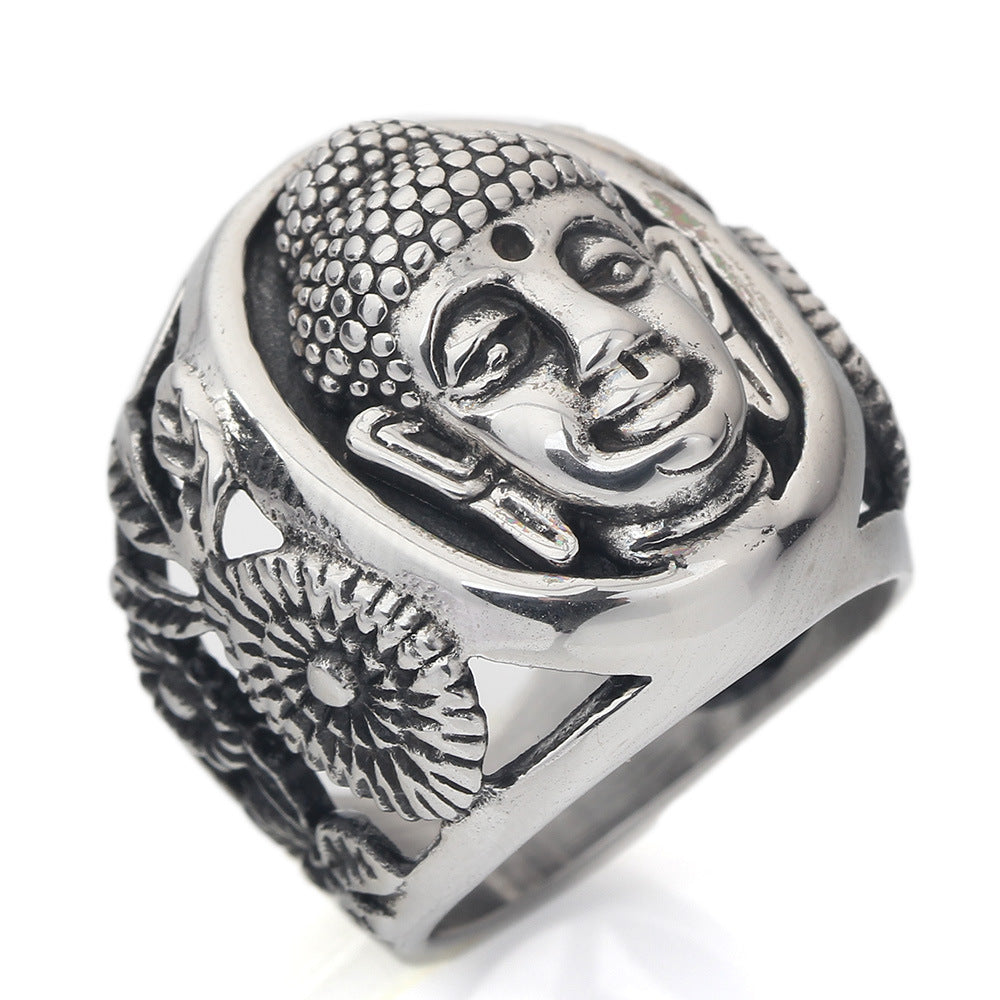Damen Buddha-Motiv Ring mit filigraner Gestaltung Shop Nory