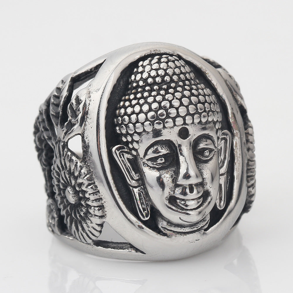 Damen Buddha-Motiv Ring mit filigraner Gestaltung Shop Nory
