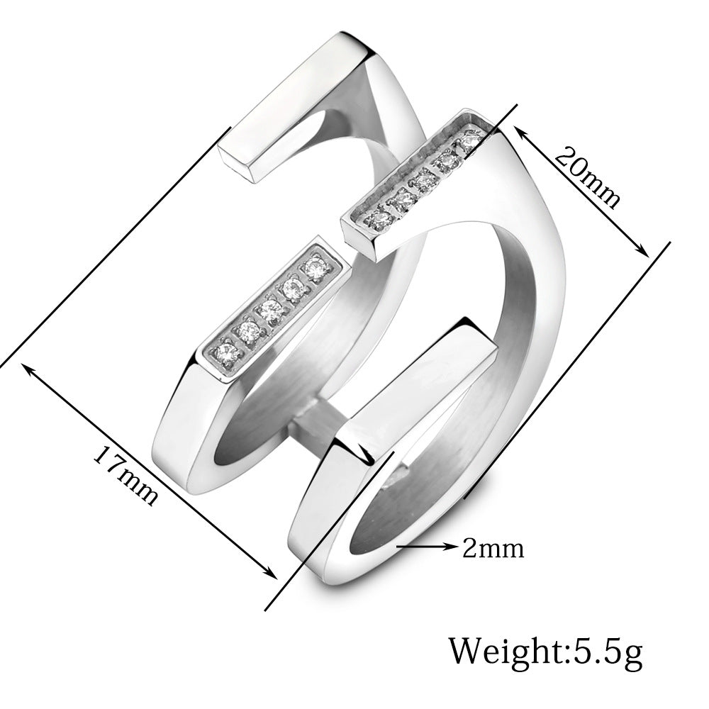 Damen Ring mit modernem geometrischem Design und funkelnden Kristallelementen Shop Nory