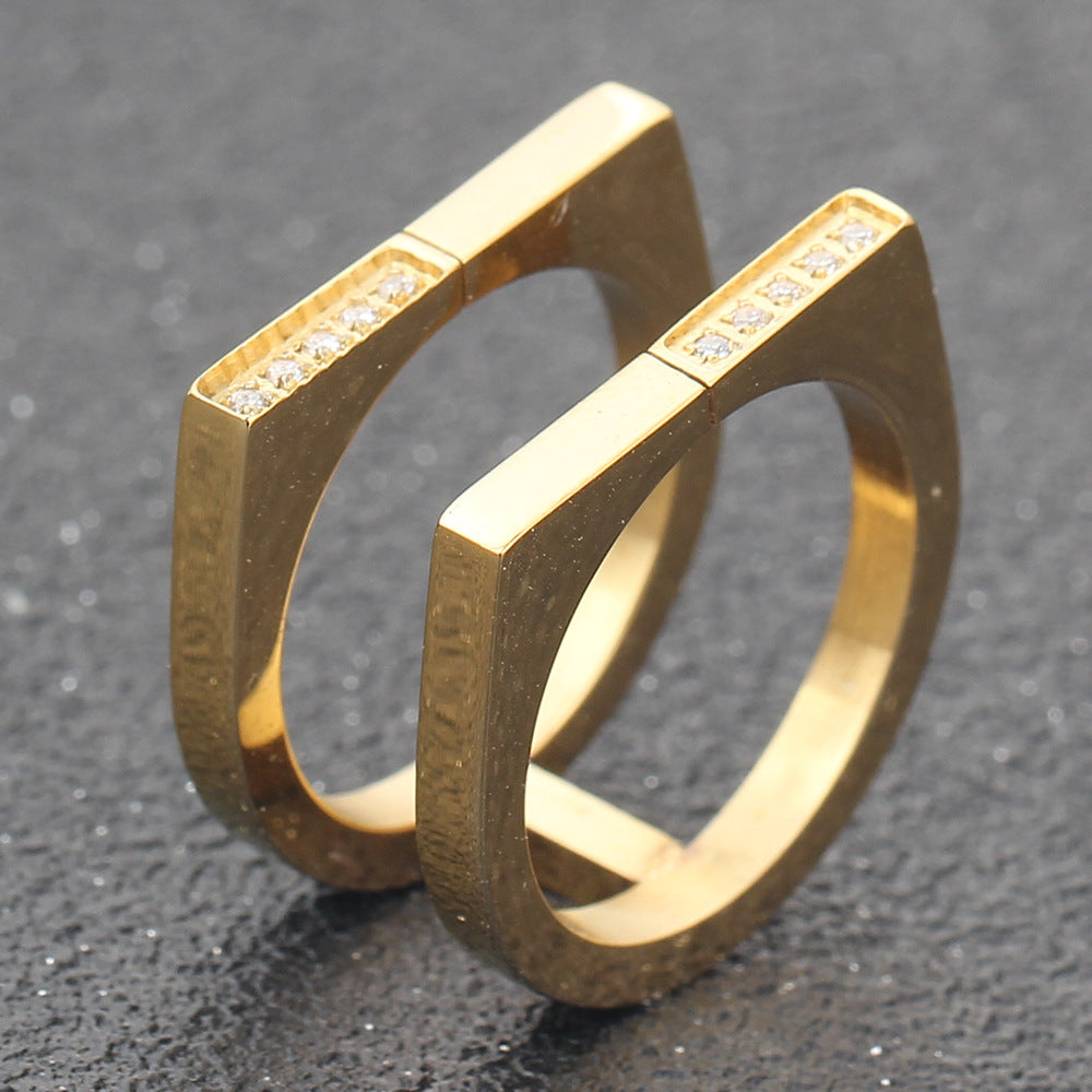 Damen Ring mit geometrischem Design und funkelnden Kristallen Shop Nory
