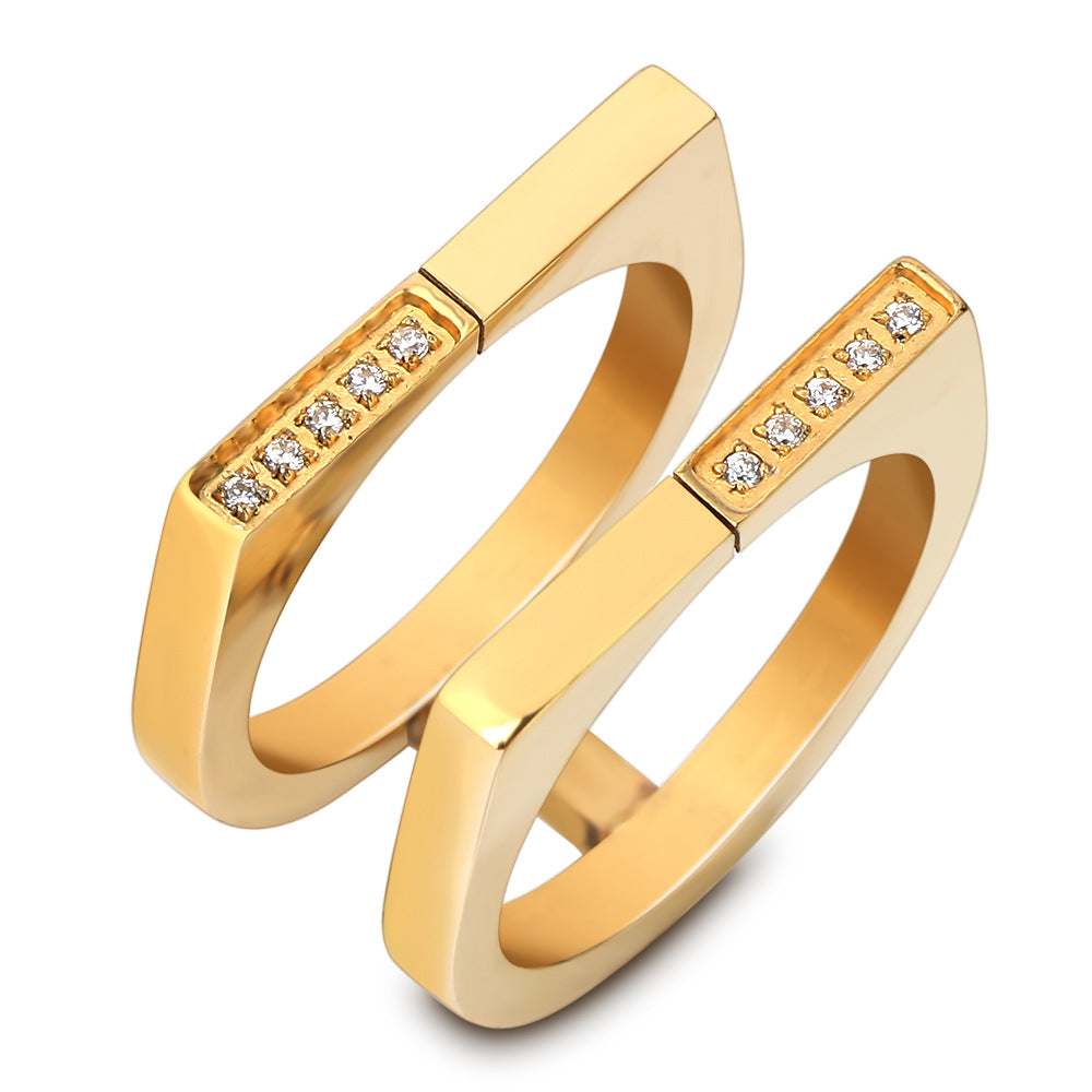 Damen Ring mit geometrischem Design und funkelnden Kristallen Shop Nory
