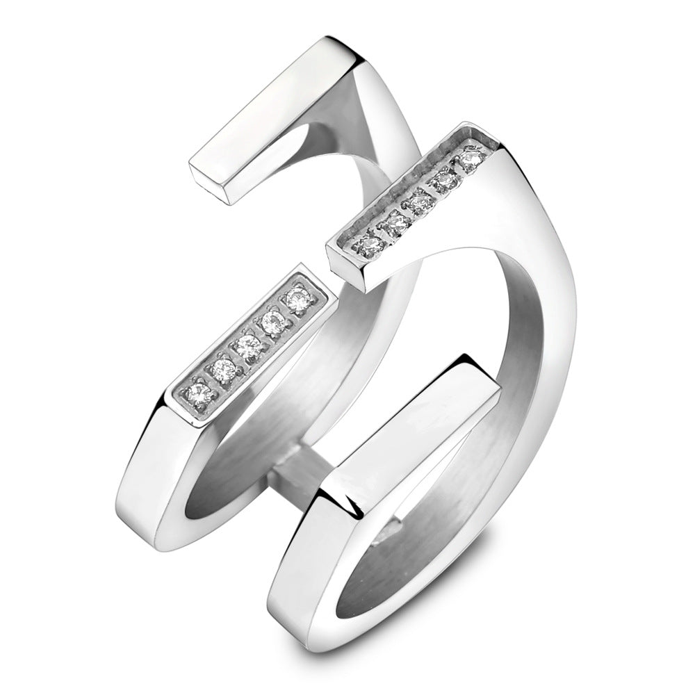 Damen Ring mit modernem geometrischem Design und funkelnden Kristallelementen Shop Nory